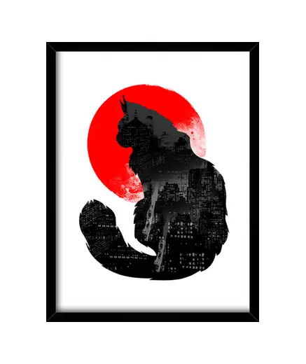 Quadro con cornice verticale gatto urbano