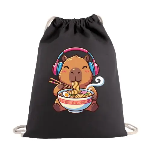 Sacca sportiva kawaii capybara ramen musica