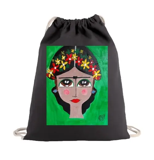 Sacca sportiva zaino da donna con sfondo verde per ana barranco pinto