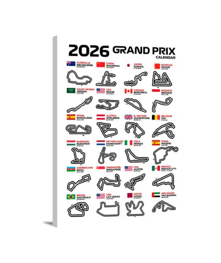 Stampa Su Tela Verticale 3 4 f1 calendario circuiti gran premi date