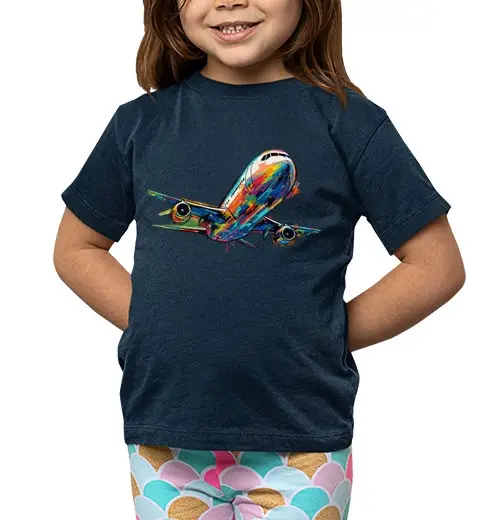 T-shirt bambino manica corta aereo multicolore