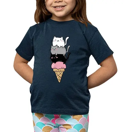 T-shirt bambino manica corta cono gelato gatto