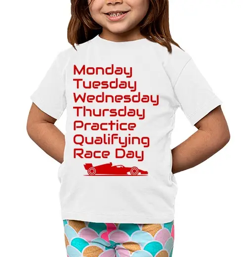 T-shirt bambino manica corta f1 settimana pratica qualifiche gara giorno