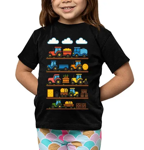 T-shirt bambino manica corta los agricoli onde trattori agricoli