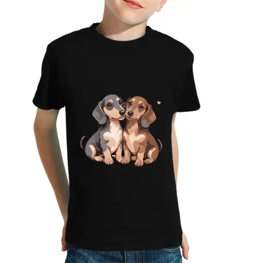 T-shirt bambino manica corta mini cuccioli di bassotto