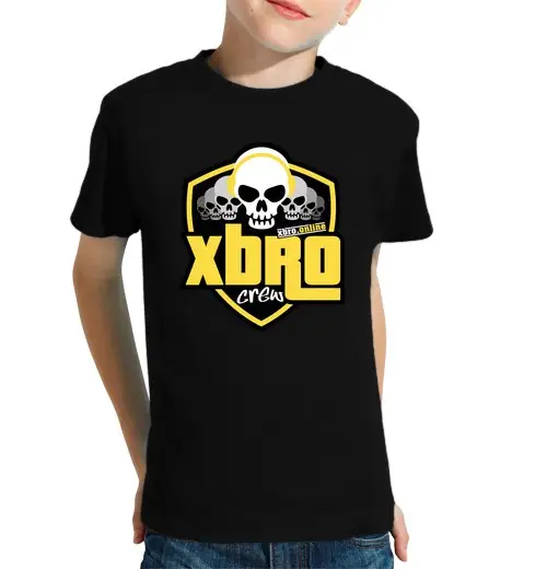 T-shirt bambino manica corta t-shirt per bambini con stemma ufficiale xbro crew 2023 - davanti
