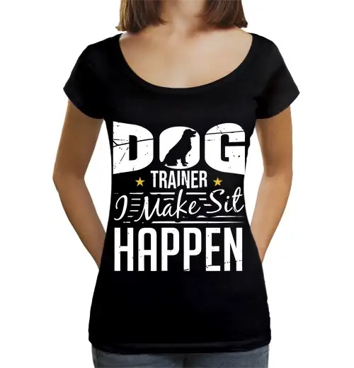 T-shirt da donna scollo amplio Loose Fit addestratore di cani faccio accadere il seduto