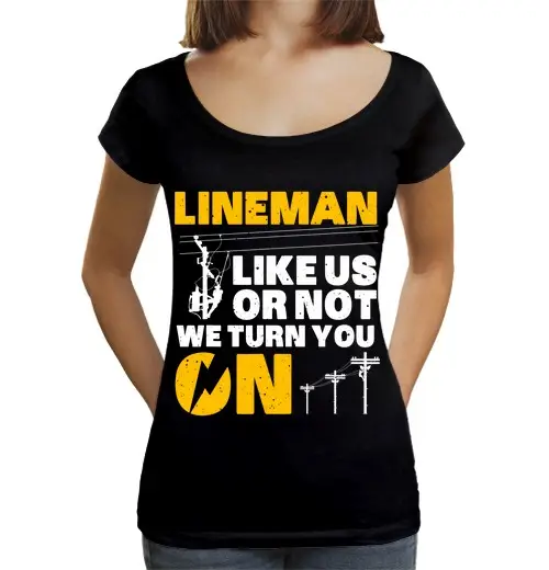 T-shirt da donna scollo amplio Loose Fit arte divertente per lineman per uomini papà