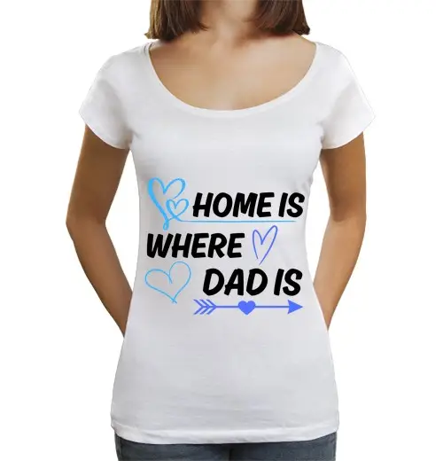 T-shirt da donna scollo amplio Loose Fit casa è dove papà è padre citazione