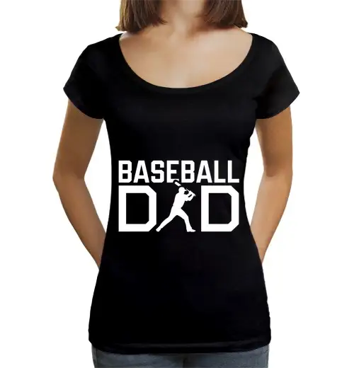 T-shirt da donna scollo amplio Loose Fit citazione del papà del baseball padre d