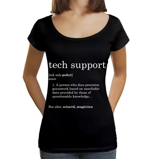 T-shirt da donna scollo amplio Loose Fit definizione divertente di supporto tecnico