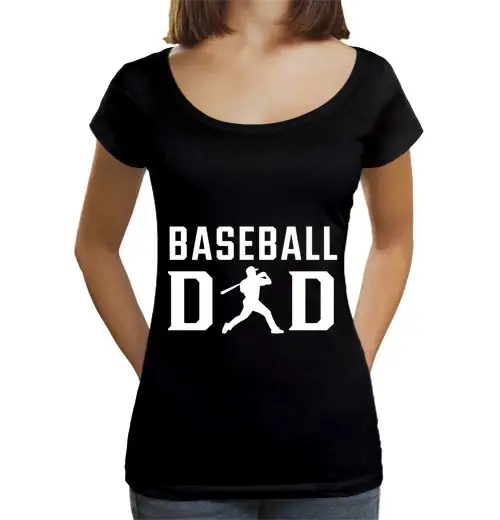 T-shirt da donna scollo amplio Loose Fit design del papà del baseball padre del