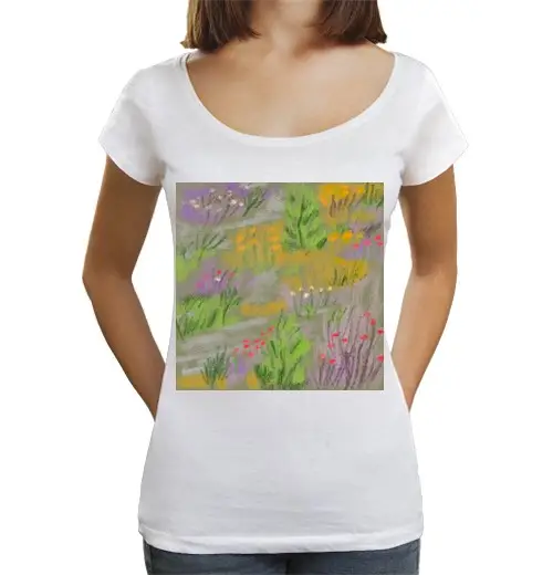 T-shirt da donna scollo amplio Loose Fit Disegno 4609881