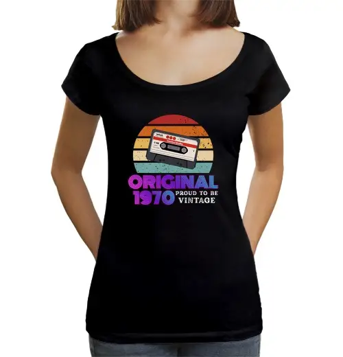 T-shirt da donna scollo amplio Loose Fit Disegno 4772524