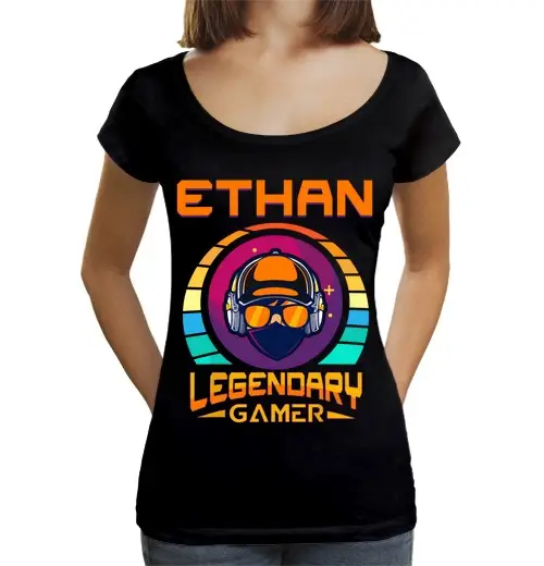 T-shirt da donna scollo amplio Loose Fit ethan leggendario gamer personalizzato