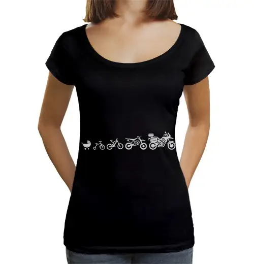 T-shirt da donna scollo amplio Loose Fit evoluzione della moto da avventura