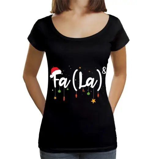 T-shirt da donna scollo amplio Loose Fit fa la8 divertente Natale Babbo Natale fa la matematica