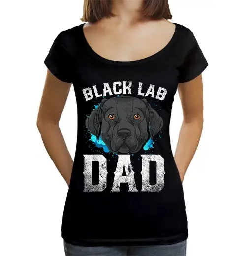 T-shirt da donna scollo amplio Loose Fit giornata del padre proprietario di cane labrador nero