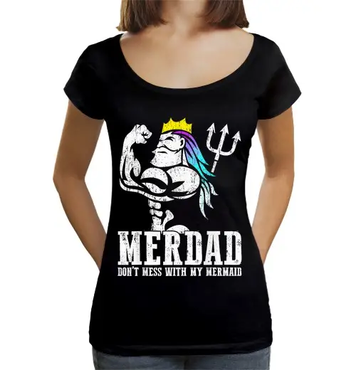 T-shirt da donna scollo amplio Loose Fit giorno del padre t merda non toccare il mio