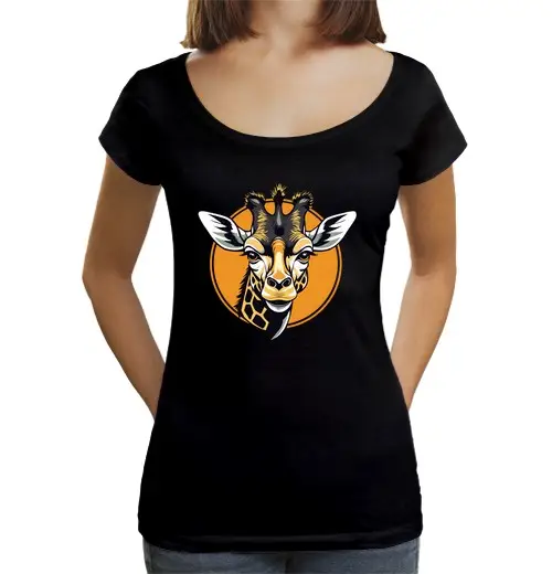 T-shirt da donna scollo amplio Loose Fit GIRAFFE