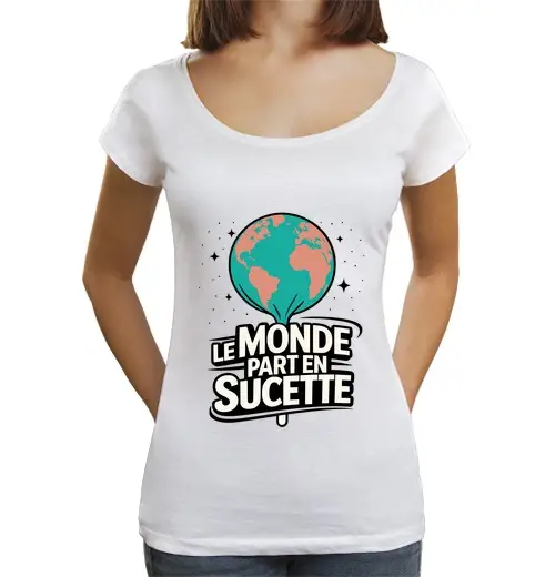 T-shirt da donna scollo amplio Loose Fit il mondo va a rotoli - umorismo