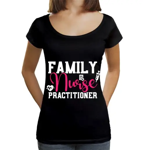 T-shirt da donna scollo amplio Loose Fit infermiere di famiglia professionista fnp famiglia