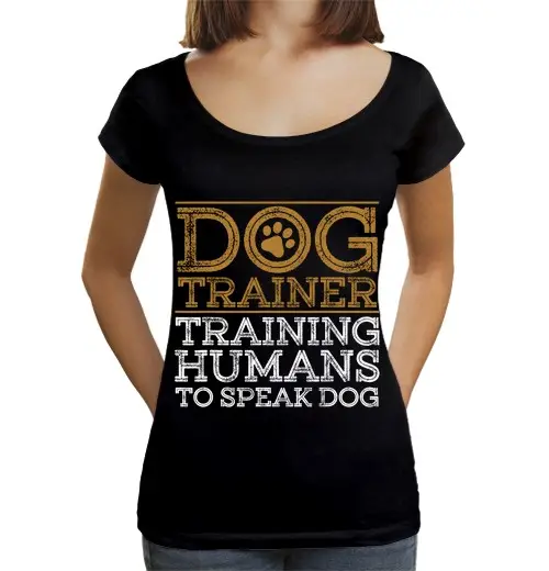 T-shirt da donna scollo amplio Loose Fit istruttore di cani divertente per uomini donne cani