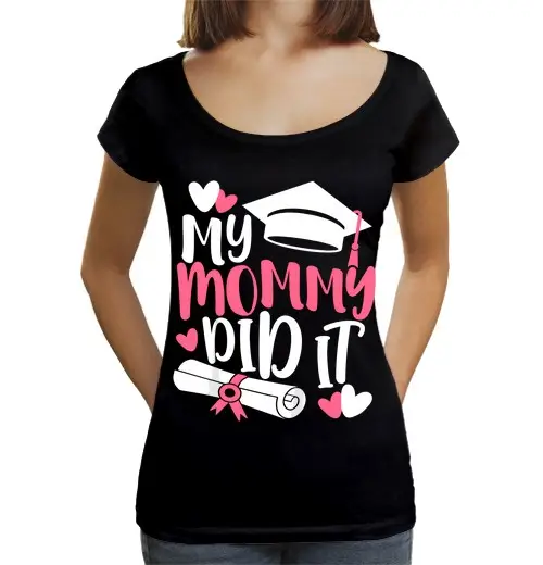 T-shirt da donna scollo amplio Loose Fit la mia mamma lha fatto laurea laureato