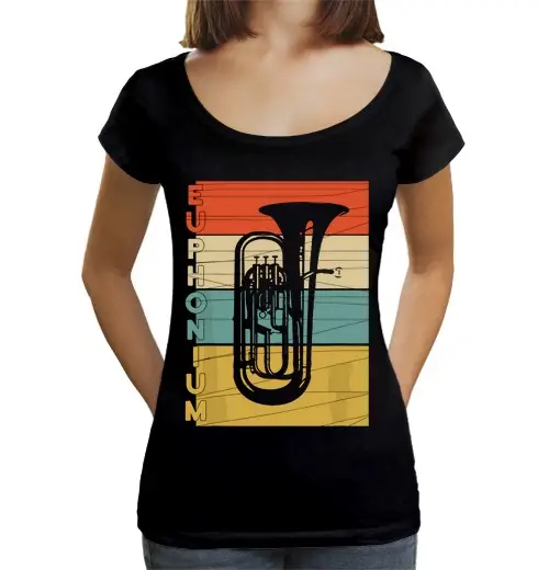 T-shirt da donna scollo amplio Loose Fit maglietta regalo per banda musicale di euphonium