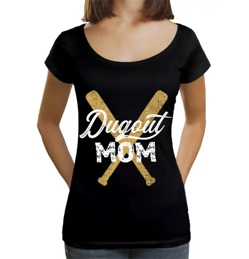 T-shirt da donna scollo amplio Loose Fit mamma del dugout di baseball madre mazze da baseball