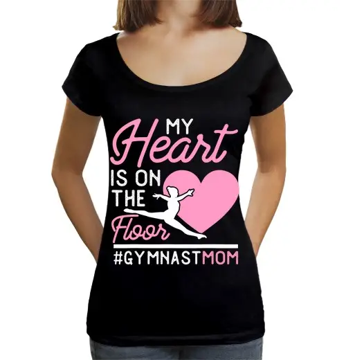 T-shirt da donna scollo amplio Loose Fit mamma di ginnastica il mio cuore è su