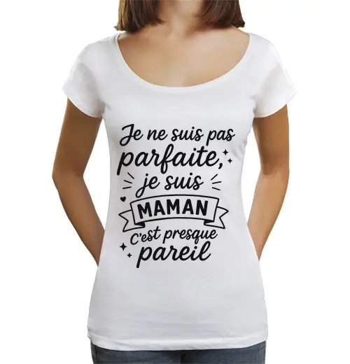 T-shirt da donna scollo amplio Loose Fit mamma non perfetta festa della mamma