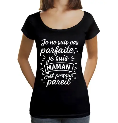 T-shirt da donna scollo amplio Loose Fit mamma non perfetta festa della mamma