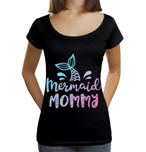 T-shirt da donna scollo amplio Loose Fit mamma sirena divertente donne mamma mama