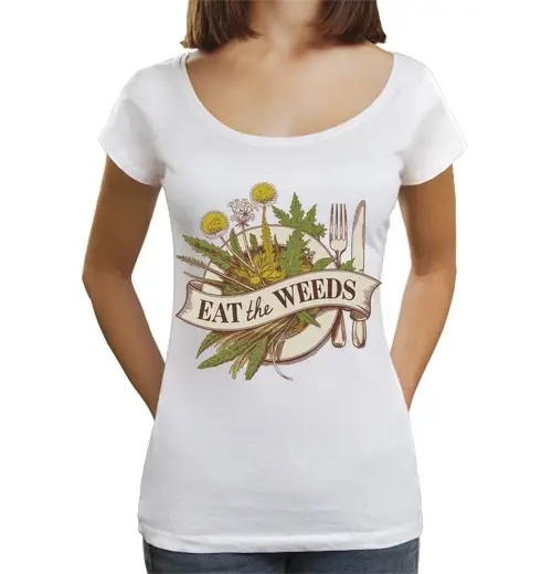 T-shirt da donna scollo amplio Loose Fit mangiare le erbacce piatto di foraggiam