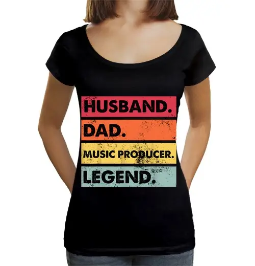 T-shirt da donna scollo amplio Loose Fit marito papà produttore musicale che crea ritmi
