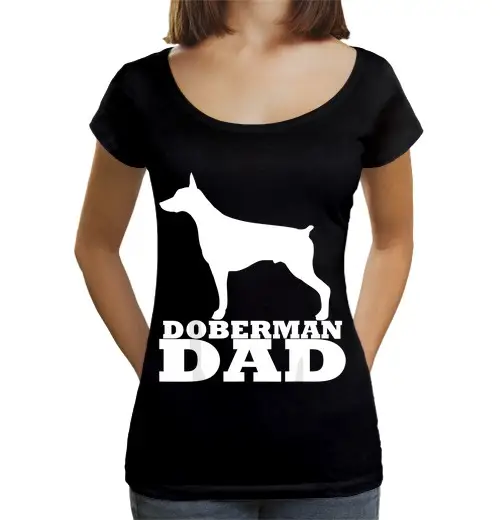 T-shirt da donna scollo amplio Loose Fit mens doberman papà dobie papà doberman