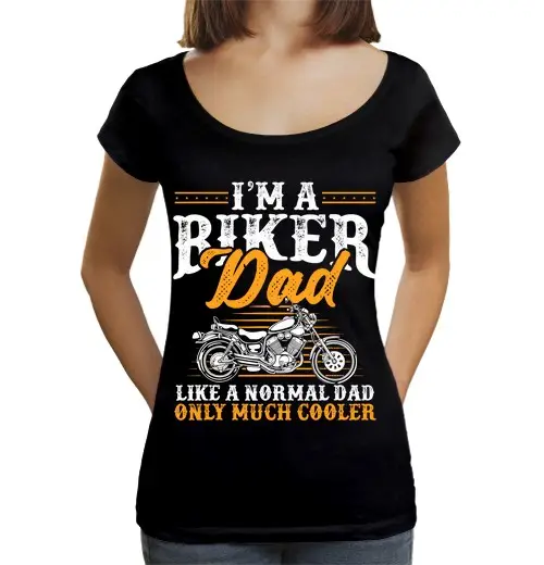 T-shirt da donna scollo amplio Loose Fit mens im a biker dad divertente moto