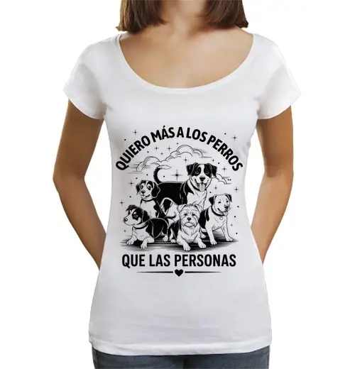 T-shirt da donna scollo amplio Loose Fit mi piacciono di più i cani che le persone
