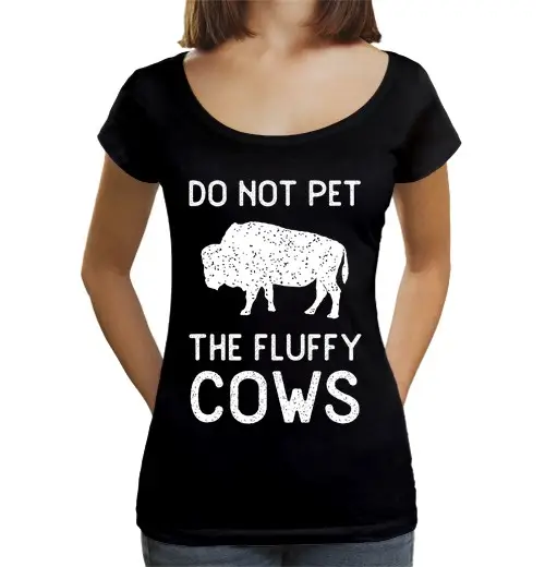 T-shirt da donna scollo amplio Loose Fit non accarezzare le mucche pelose vintage