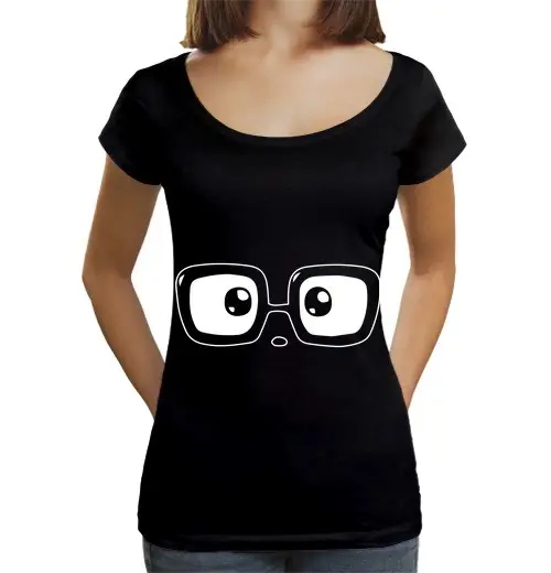 T-shirt da donna scollo amplio Loose Fit occhiali ottica ottico occhio