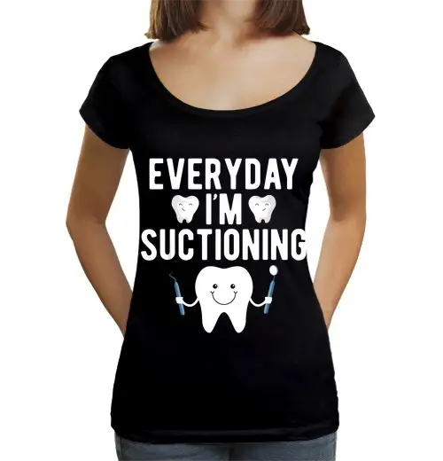 T-shirt da donna scollo amplio Loose Fit ogni giorno succhio dentale divertente