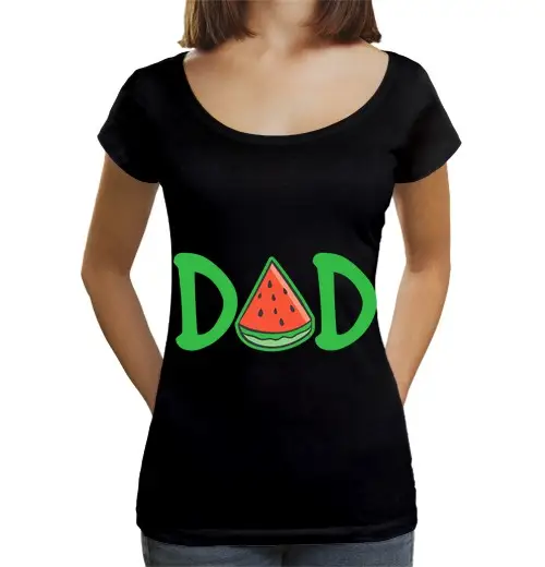 T-shirt da donna scollo amplio Loose Fit papà anguria divertente estate melone frutta