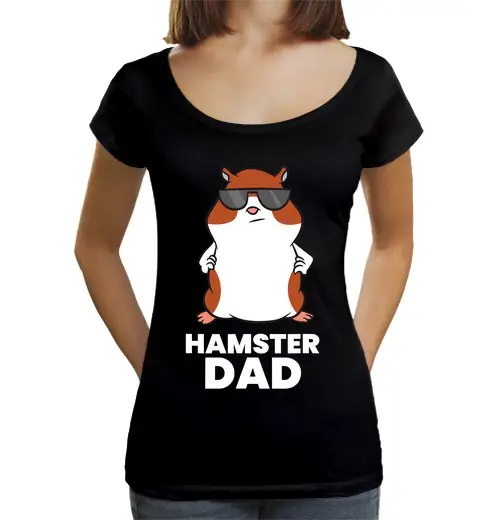 T-shirt da donna scollo amplio Loose Fit papà criceto divertente criceto con