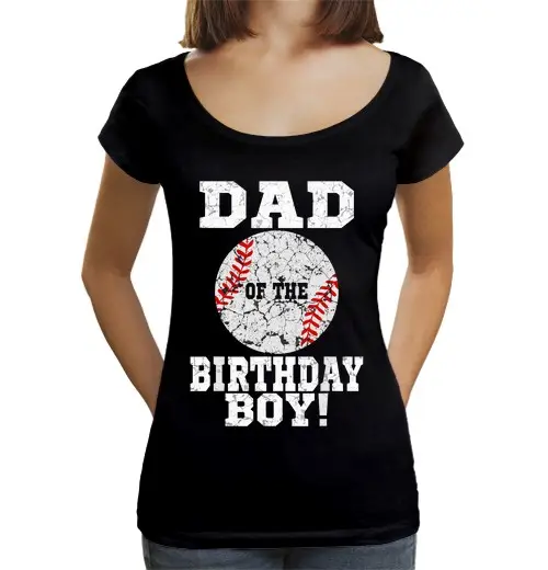 T-shirt da donna scollo amplio Loose Fit papà del ragazzo del compleanno amante del baseball