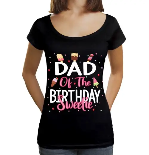T-shirt da donna scollo amplio Loose Fit papà della dolce ragazza di compleanno ghiaccio