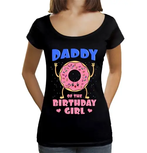 T-shirt da donna scollo amplio Loose Fit papà della ragazza del compleanno ciambella rosa