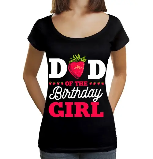 T-shirt da donna scollo amplio Loose Fit papà della ragazza del compleanno fragola