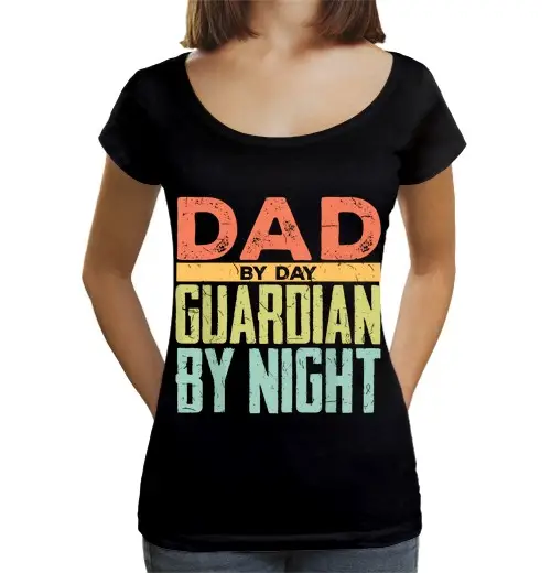 T-shirt da donna scollo amplio Loose Fit papà di giorno guardiano di notte patriottico