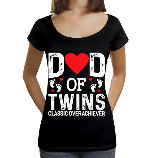 T-shirt da donna scollo amplio Loose Fit papà divertente di gemelli classico sopraffino